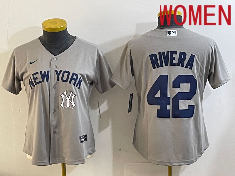Women New York Yankees #42 Rivra grey 2024 Nike MLB jersey->youth mlb jersey->Youth Jersey